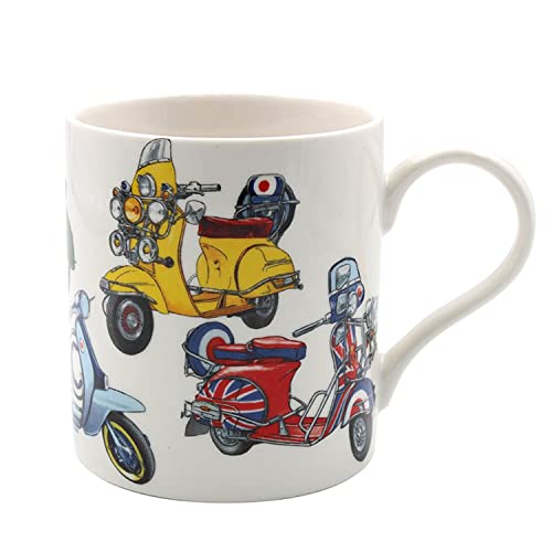 Lesser and pavey Ceramic Mug | Scooters | 1 Piece - 13x9x10 cm, White