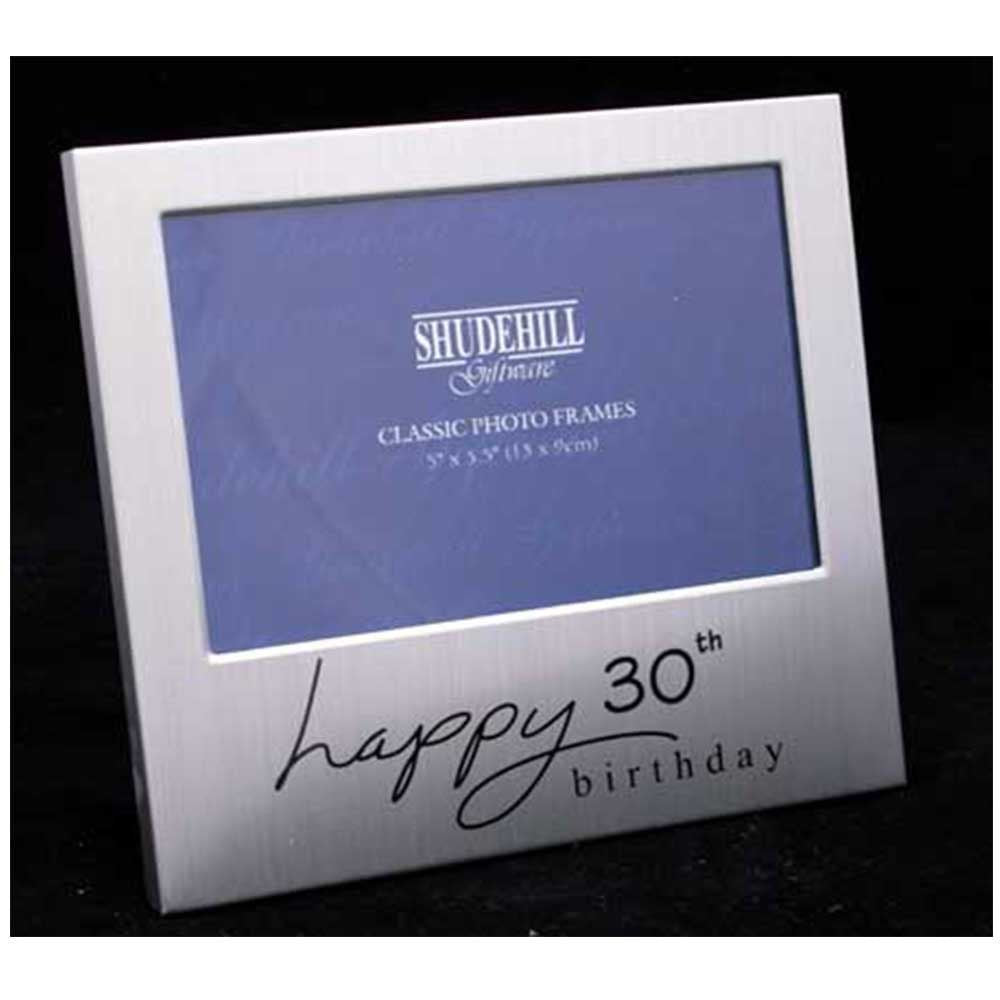 Shudehill 5" x 3" Happy 30th Birthday Photo Frame, Silver