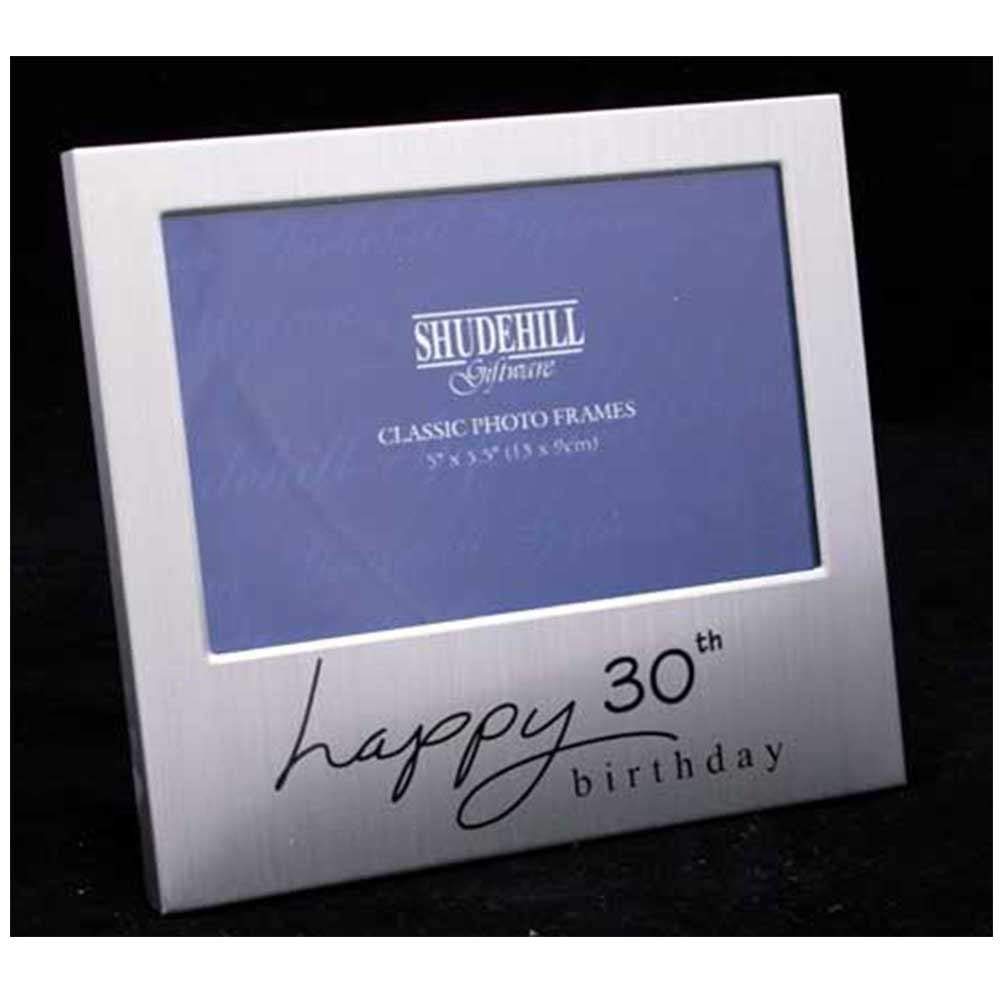 Shudehill 5" x 3" Happy 30th Birthday Photo Frame, Silver