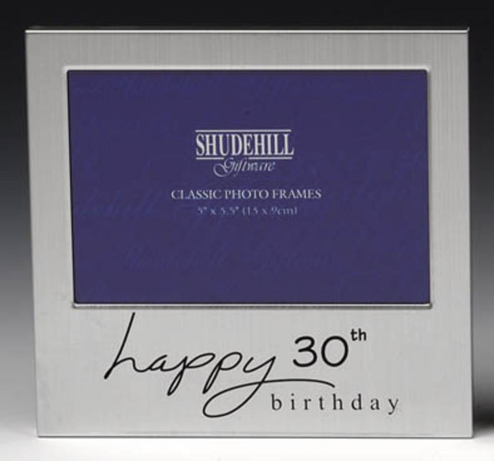 Shudehill 5" x 3" Happy 30th Birthday Photo Frame, Silver