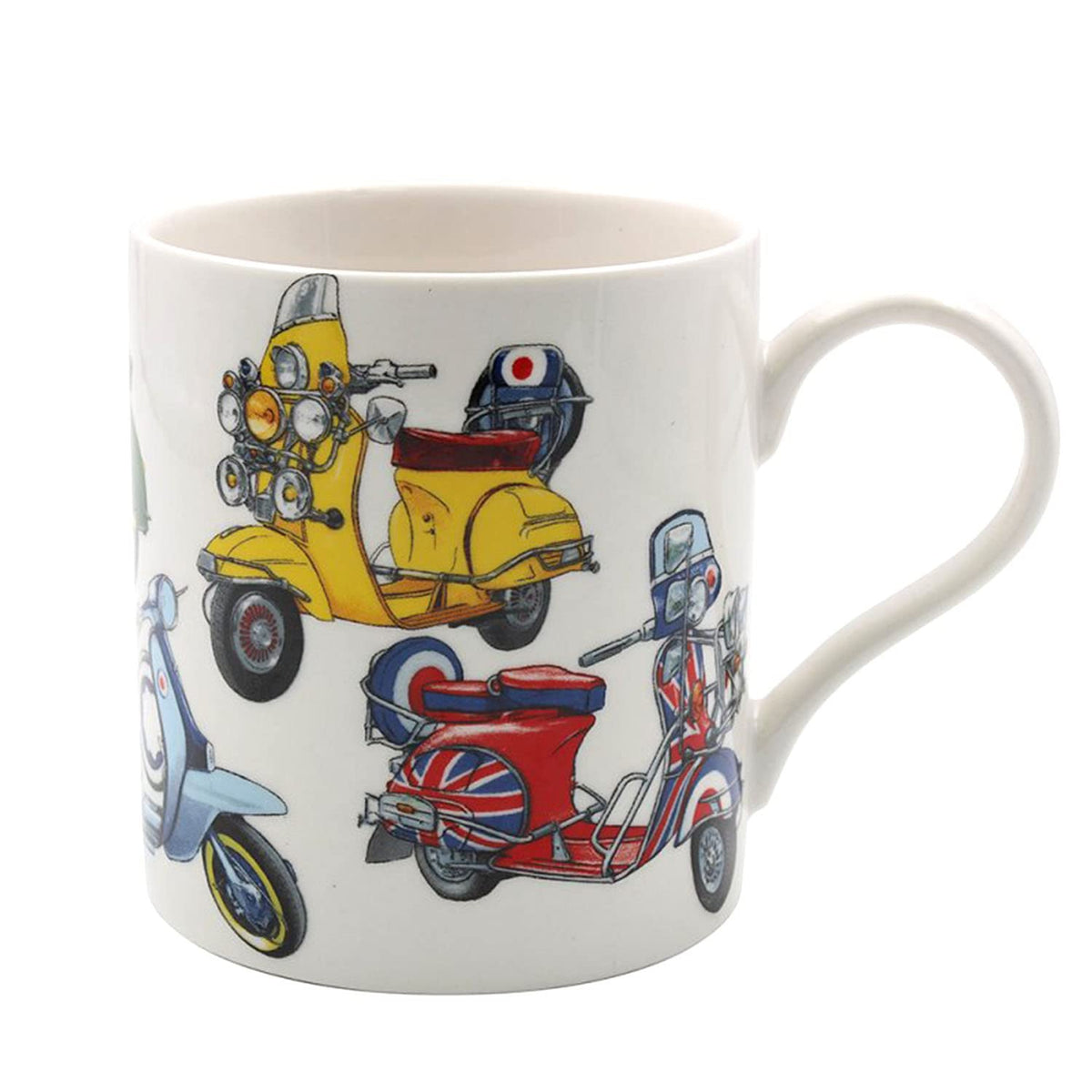 Lesser and pavey Ceramic Mug | Scooters | 1 Piece - 13x9x10 cm, White