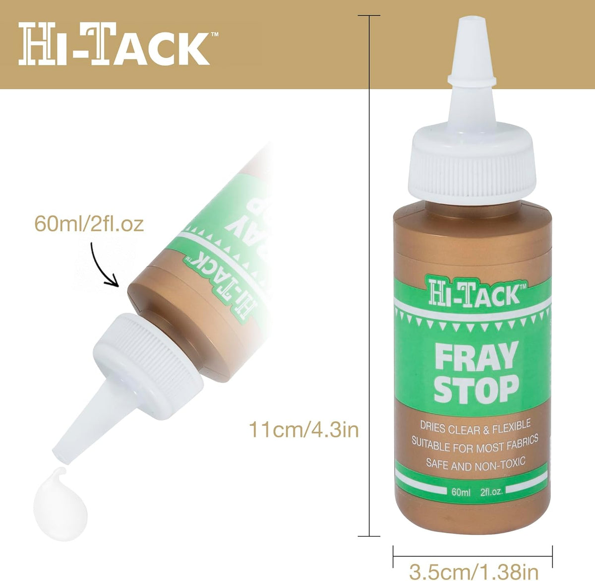 Hi-Tack Fray Stop Fabric Glue, Clear, 60ml