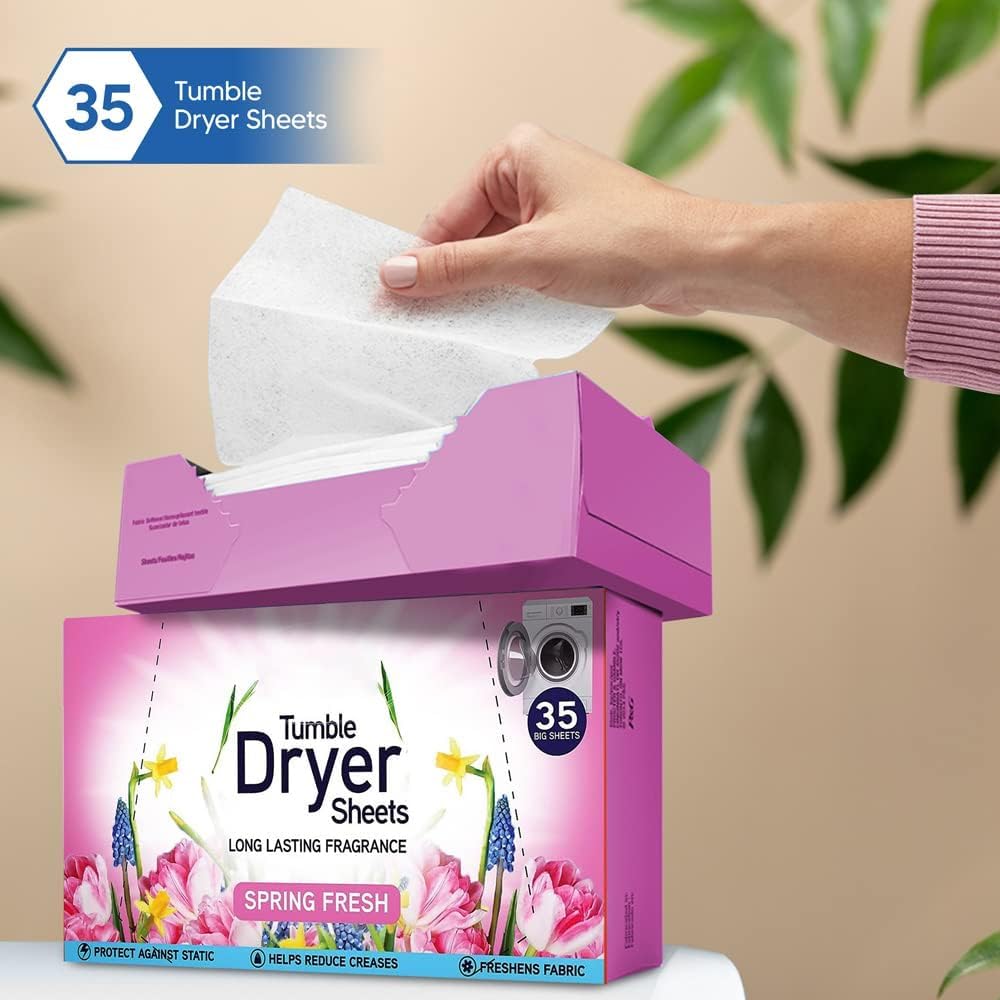Tumble Dryer Sheets, Spring Fresh, 3 Packs, 105 Sheets