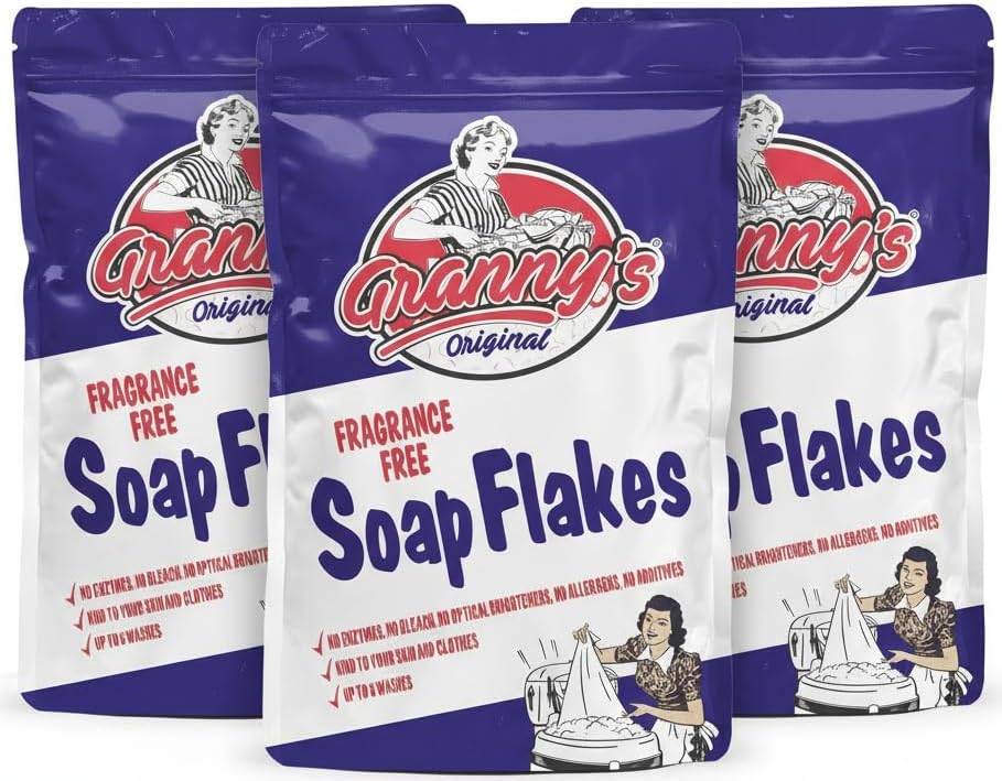 Granny's Original Vegan Soap Flakes, Fragrance Free, Pack of 3
