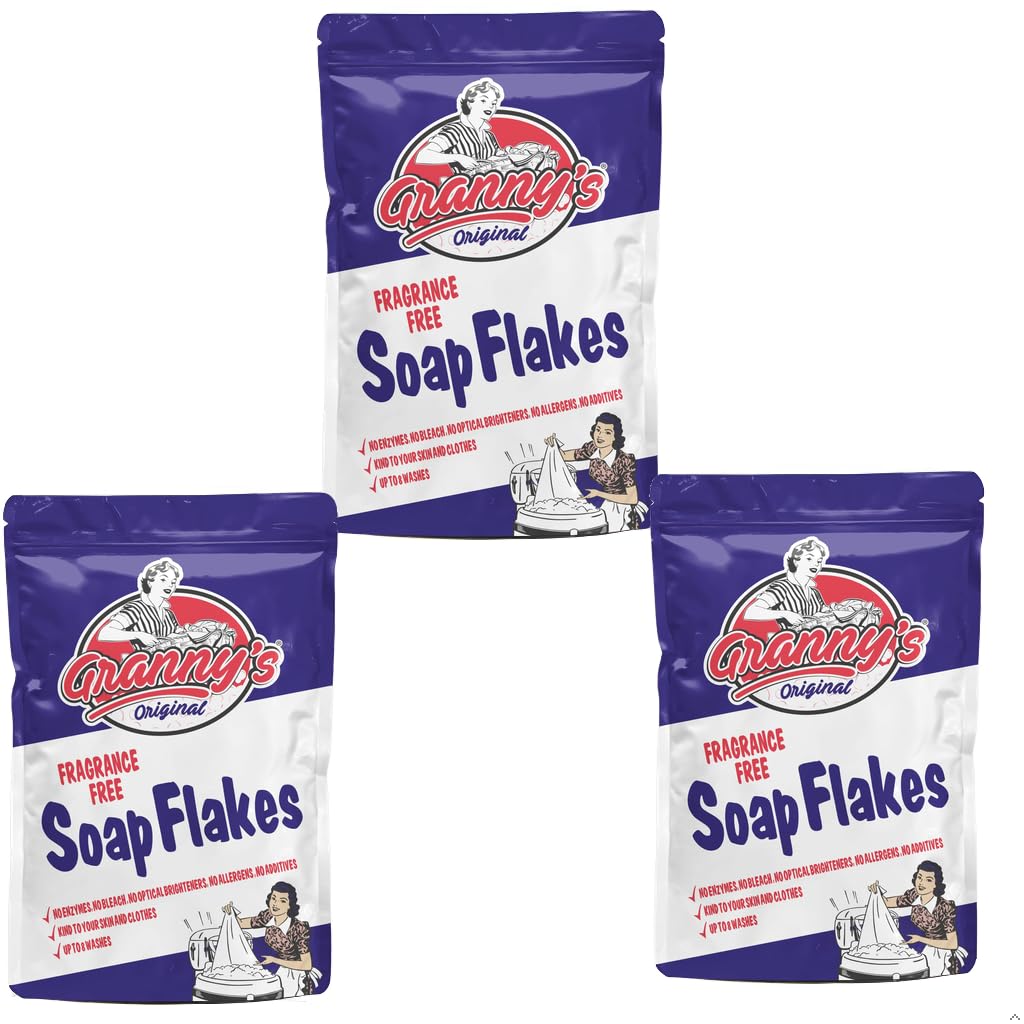 Granny's Original Vegan Soap Flakes, Fragrance Free, Pack of 3