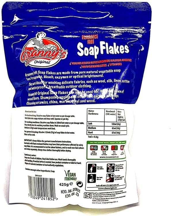 Granny's Original Vegan Soap Flakes, Fragrance Free, Pack of 3