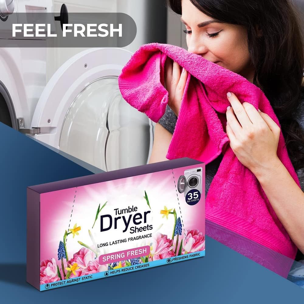 Tumble Dryer Sheets, Spring Fresh, 3 Packs, 105 Sheets