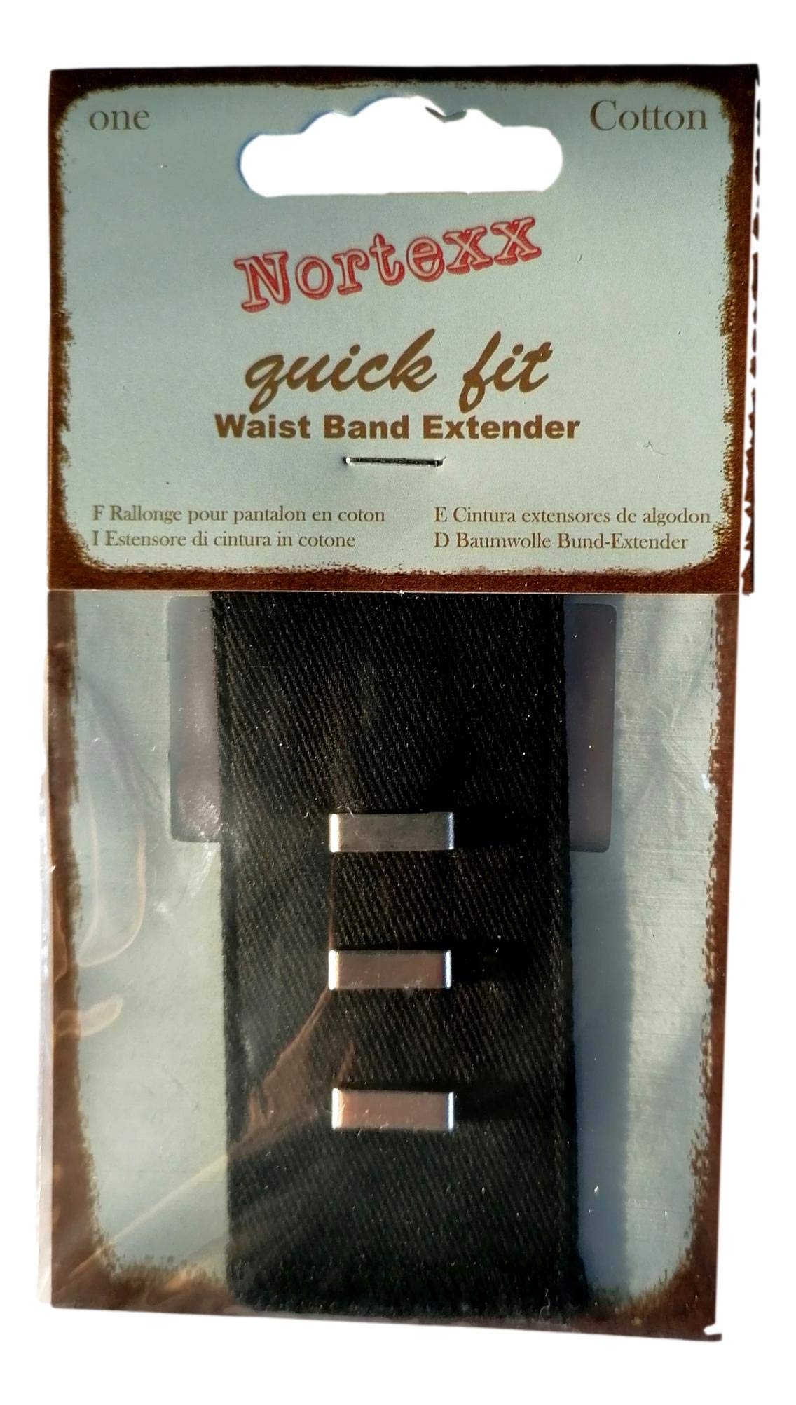 Nortexx Quick Fit Waistband Extender, Up to 2" Extra, Black Hook