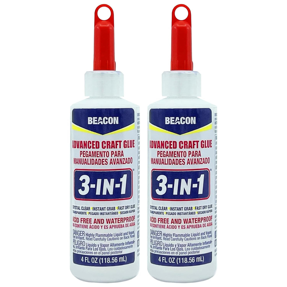 Beacon 3-in-1 Advanced Craft Glue, Dries Clear, 118.56ml, Pack of 2