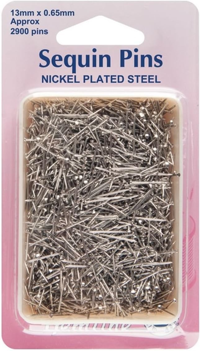 Hemline H708.100 | Nickel Plated Steel Shorter Sequin Pins 13mm