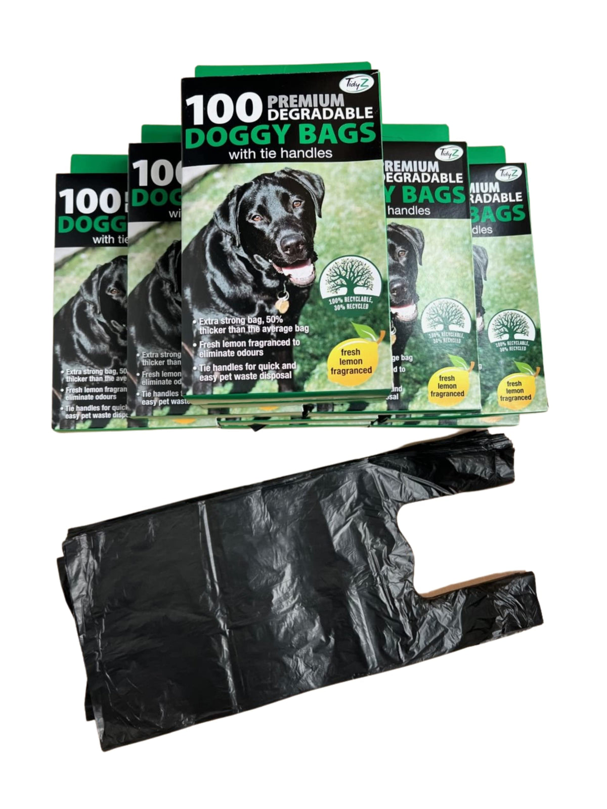 Tidyz Fragranced Black Dog Poo Bags, 2 x Box of 100
