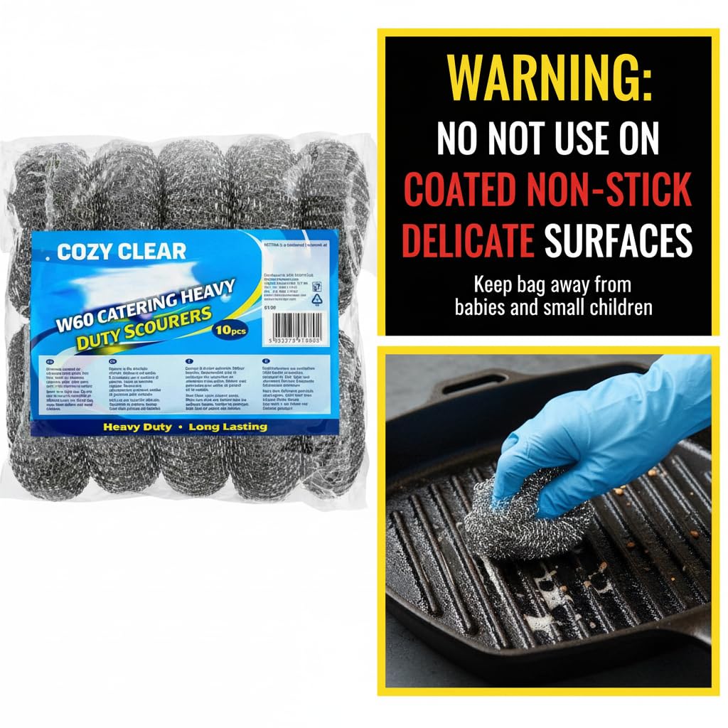 Large Galvanised Steel Scourers, Heavy Duty, Pack of 10