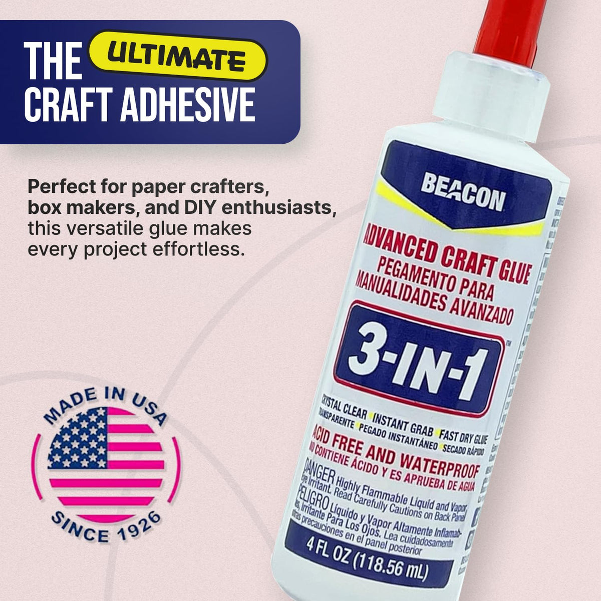 Beacon 3-in-1 Advanced Craft Glue, Dries Clear, 118.56ml, Pack of 2