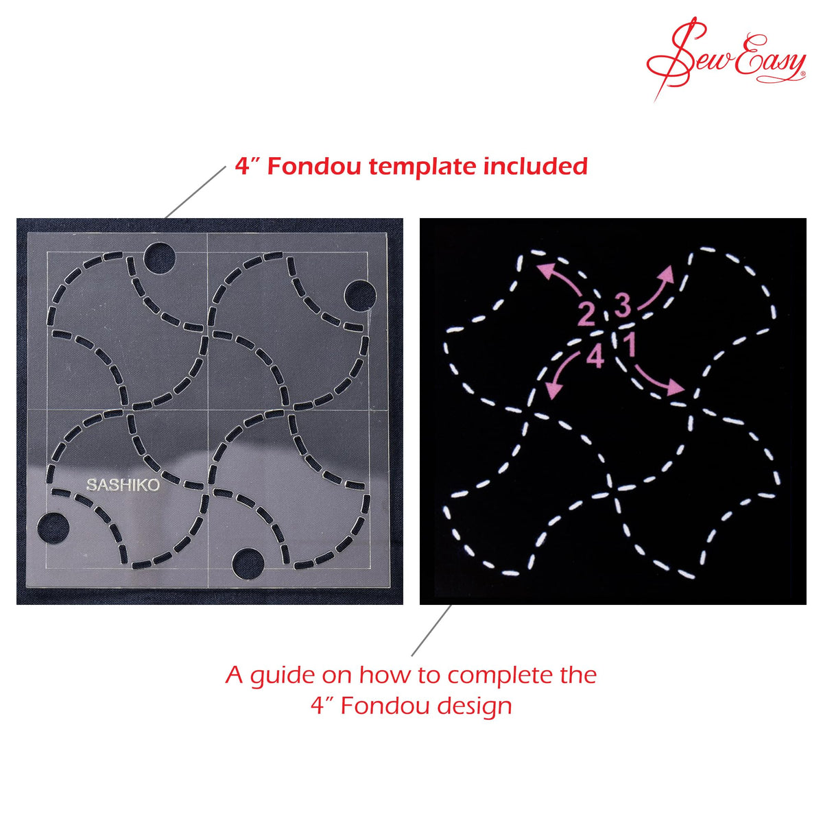 Sew Easy 4” Sashiko Template, Fondou (Weights)
