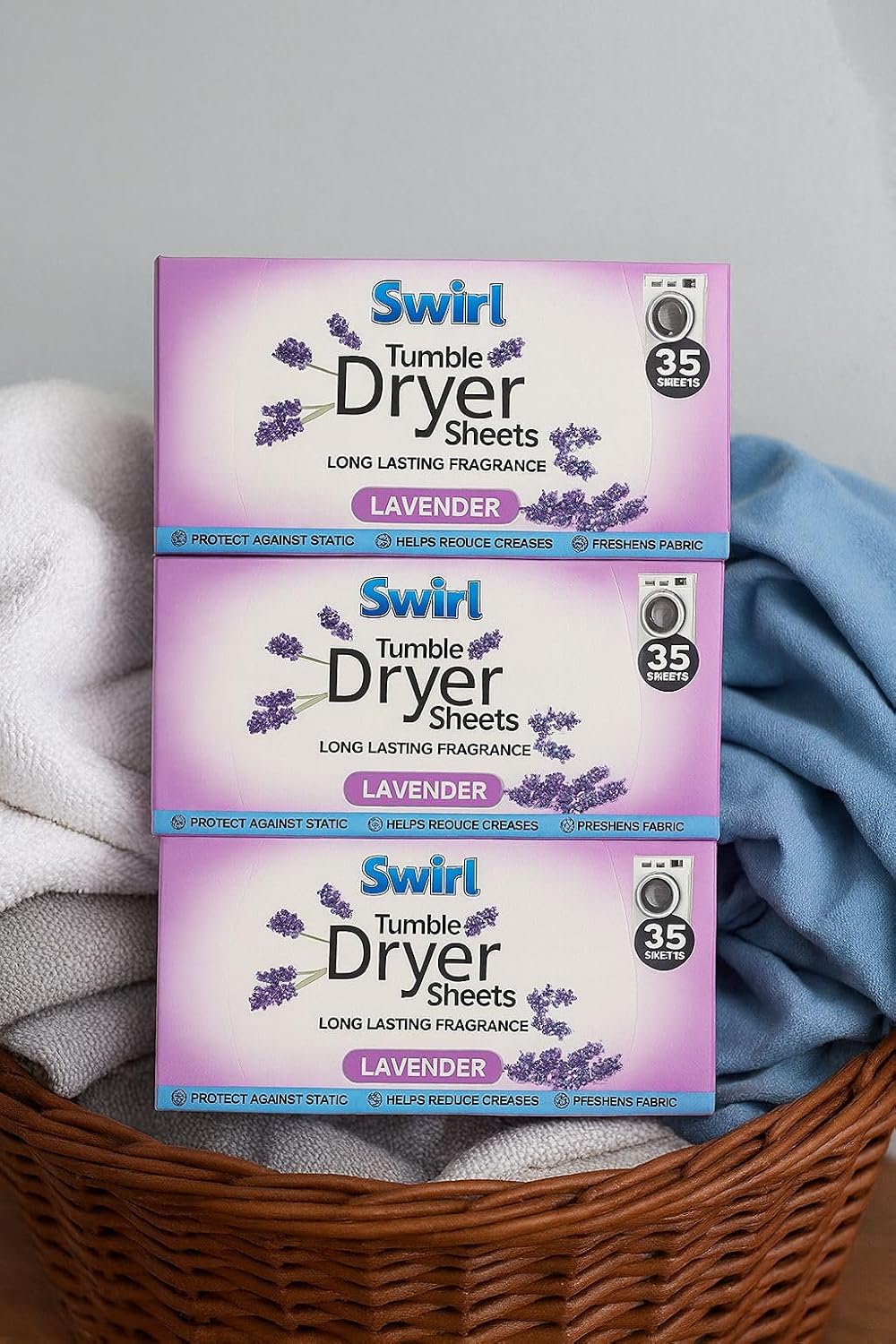 Swirl Lavender Tumble Dryer Sheets, 3 x 35 Sheets