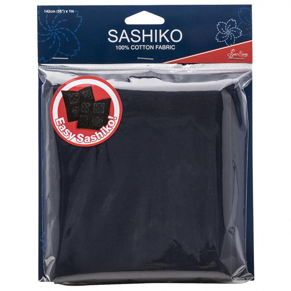 Sashiko Cotton Fabric, Dark Navy, 1m x 1.42m