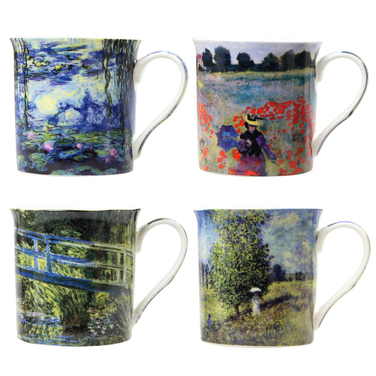 Lesser & Pavey Monet Fine China Mugs, Set of 4, 300ml