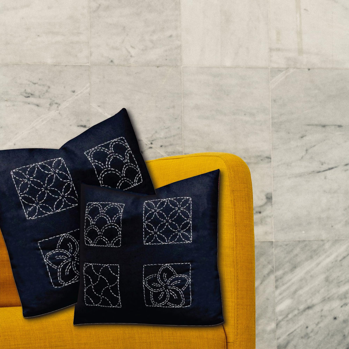 Sashiko Cotton Fabric, Dark Navy, 1m x 1.42m