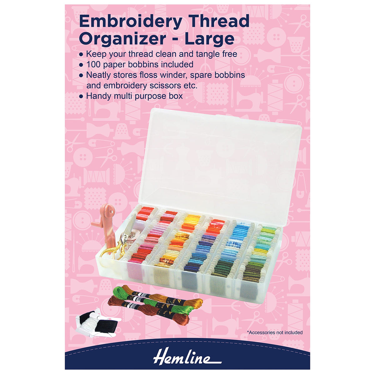 Hemline M3003/L | Plastic Large Embroidery Floss/Thread Box/Organiser