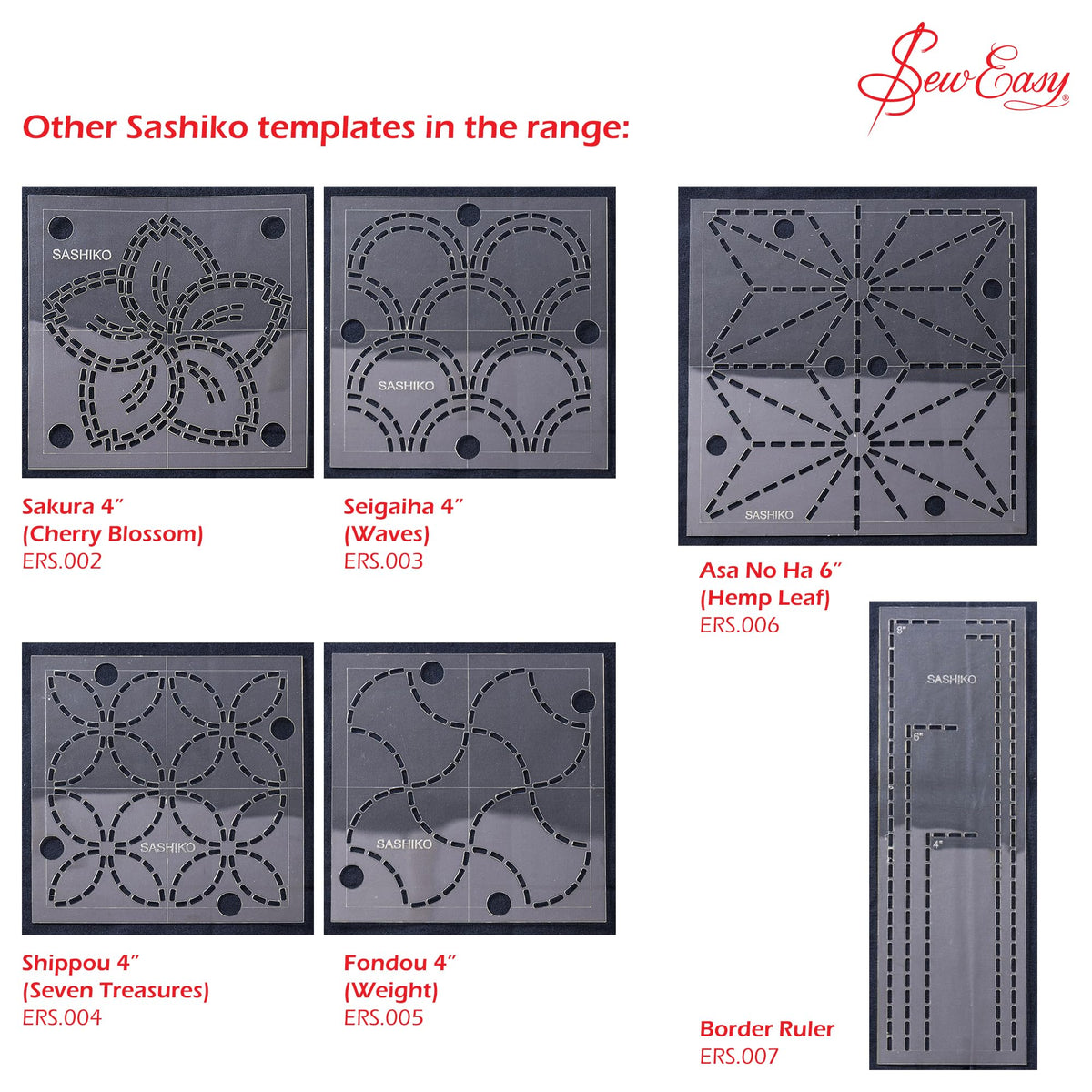 Sew Easy 4” Sashiko Template, Seigaiha (Waves)