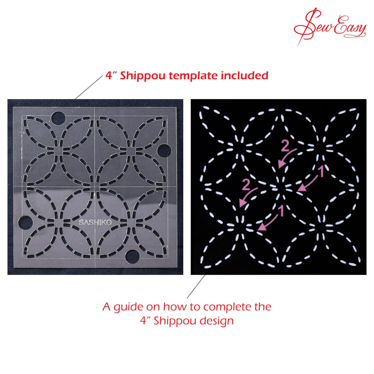 Sew Easy 4” Sashiko Template, Shippou (Seven Treasures)