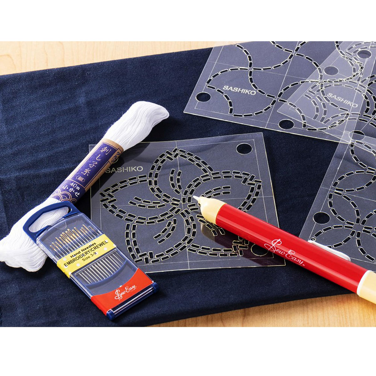 Sashiko Cotton Fabric, Dark Navy, 1m x 1.42m