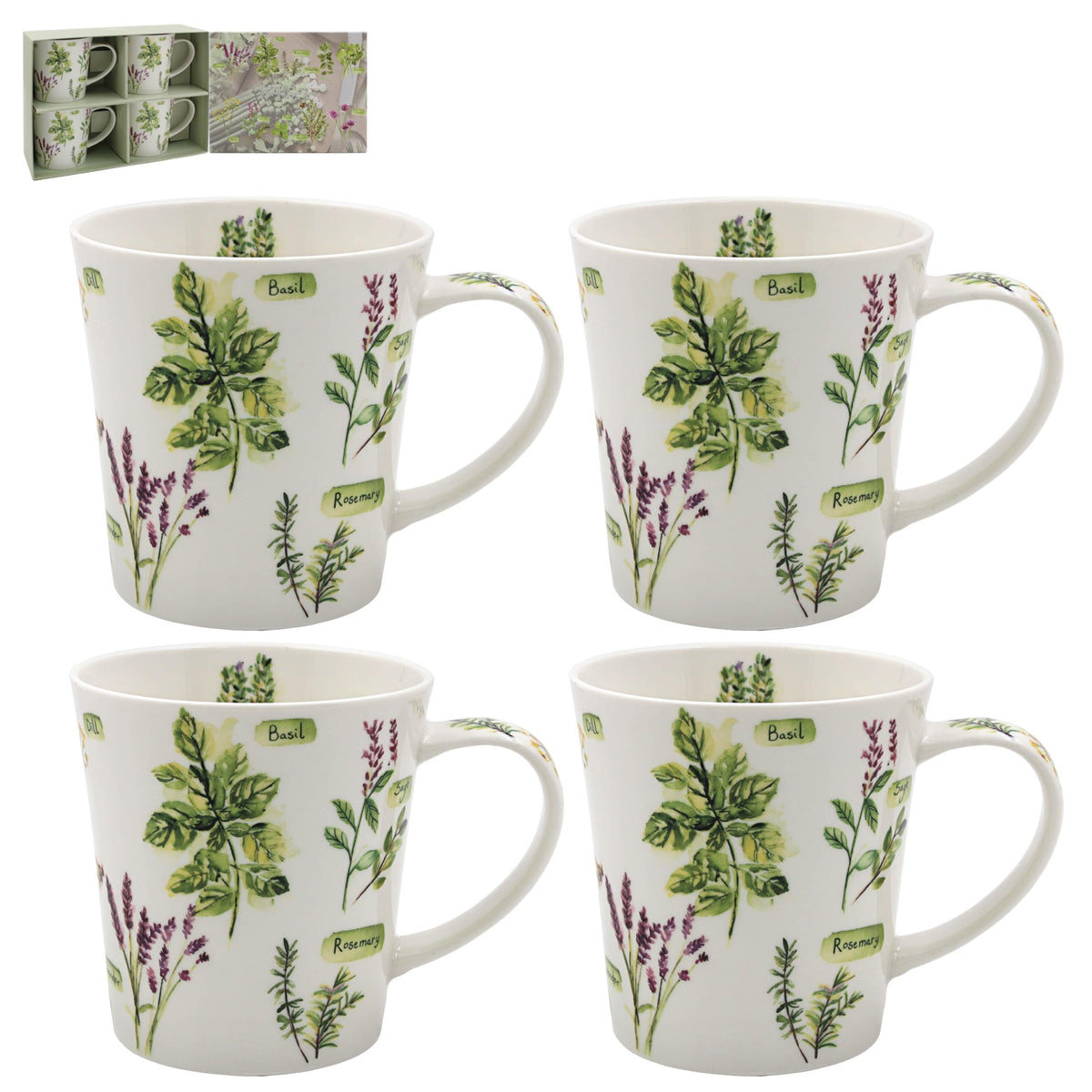 The Leonardo Collection Jennifer Rose Herb Garden Mugs Set of 4