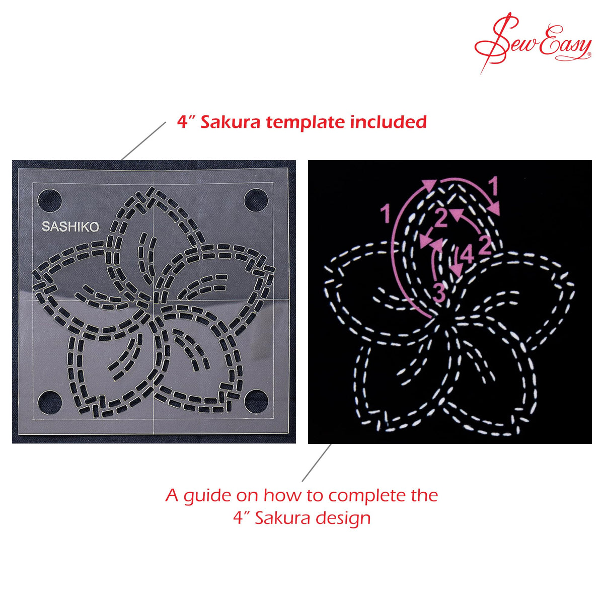 Sew Easy 4” Sashiko Template, Sakura (Cherry Blossom)