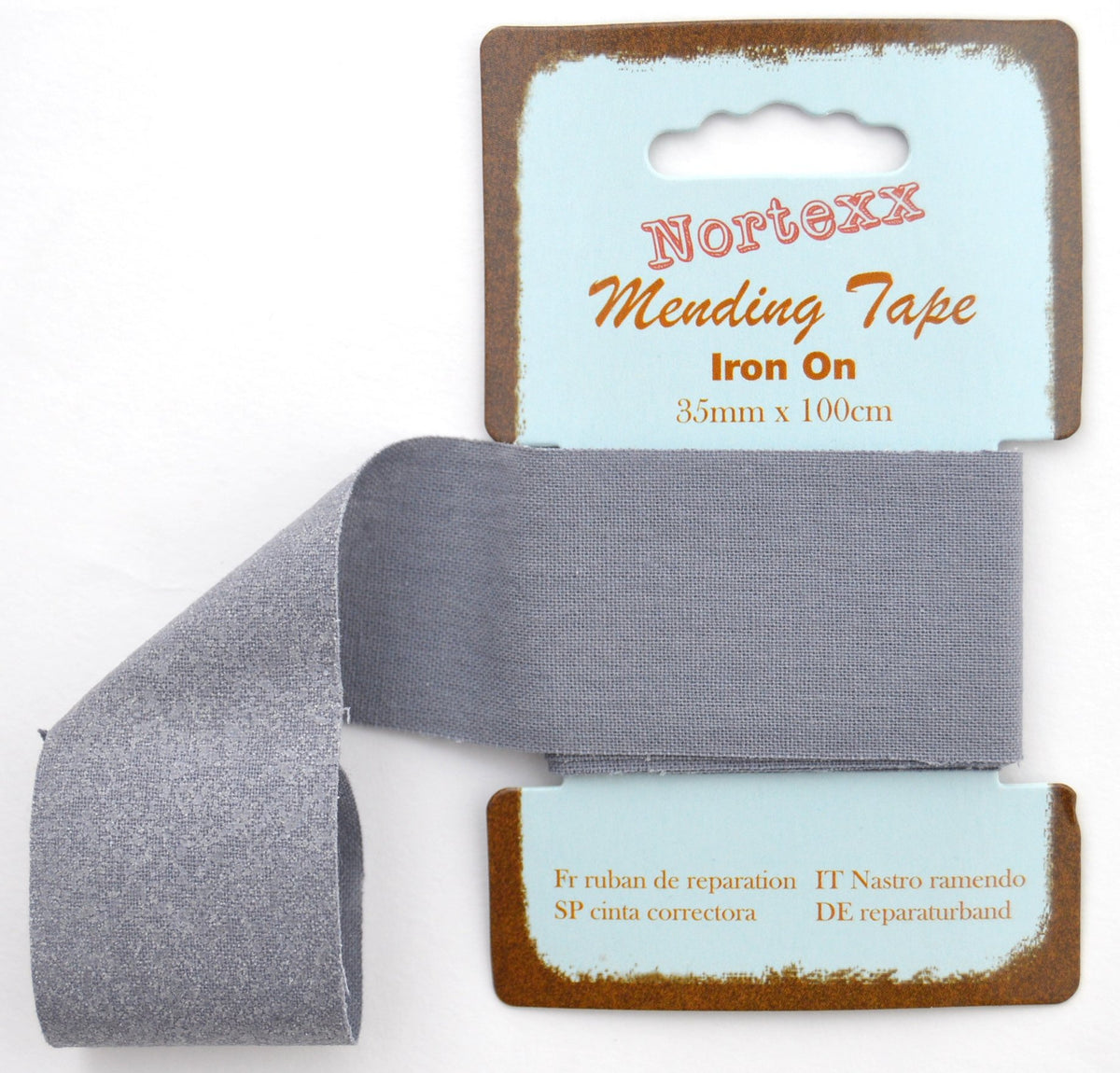Nortexx Iron-On Mending Tape (Grey) – Washable Cotton Repair Patch for Fabric