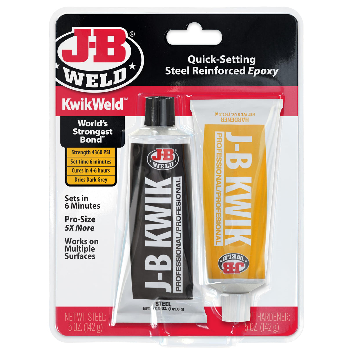 J-B Weld 8271 KwikWeld Steel Reinforced Epoxy, Dark Grey, 2 x 5oz