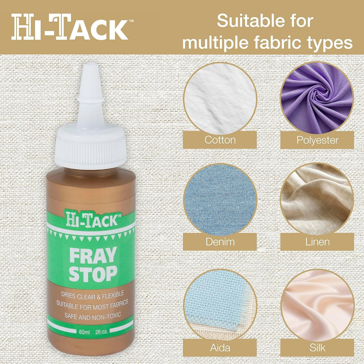 Hi-Tack Fray Stop Fabric Glue, Clear, 60ml
