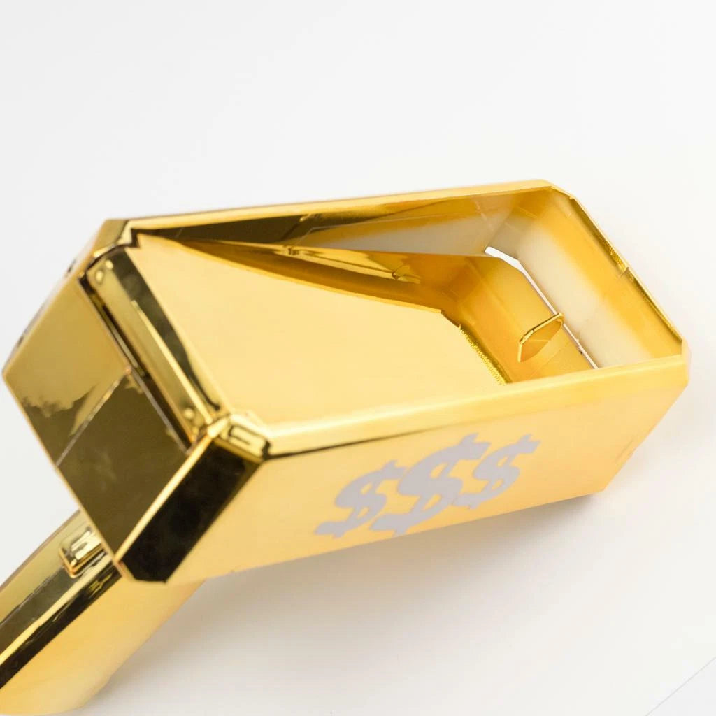 Gold Cannon Money Gun Toy with 100 Dollar-Style Notes – Cash Spray Party Gun