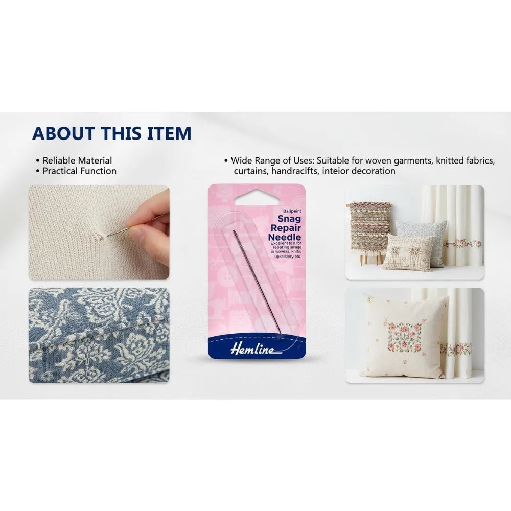 Hemline H247 Snag Repair Needle with Sticky Shank, 8cm