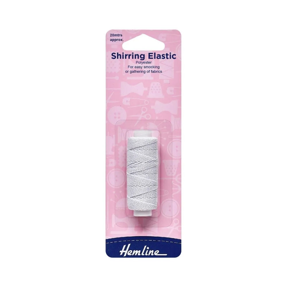 Hemline Shirring Elastic – 0.75mm x 20m White Polyester