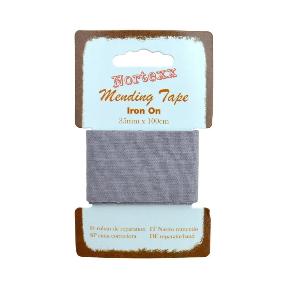 Nortexx Iron-On Mending Tape (Grey) – Washable Cotton Repair Patch for Fabric
