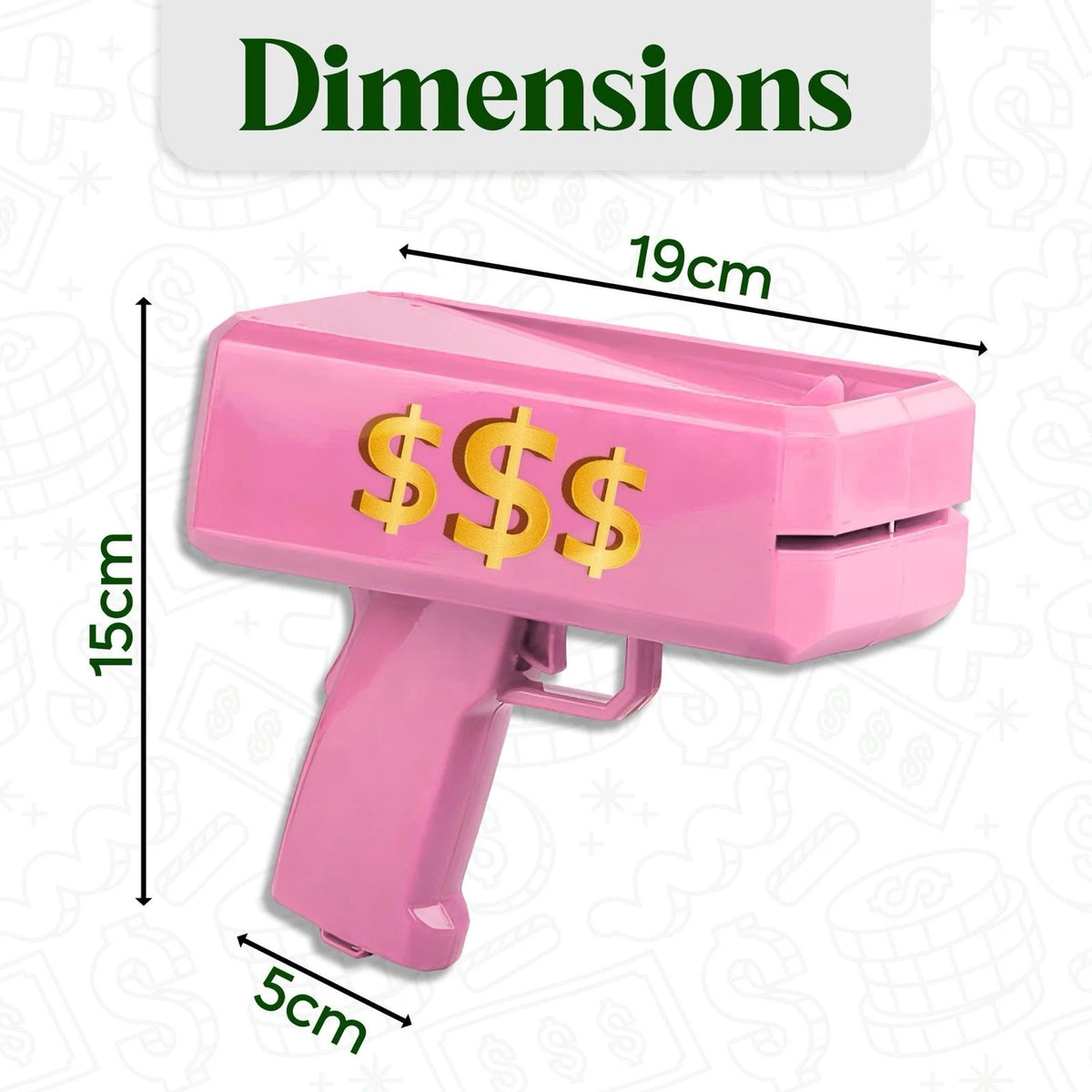 Pink Cannon Money Gun Toy with 100 Dollar-Style Notes – Cash Spray Party Gun