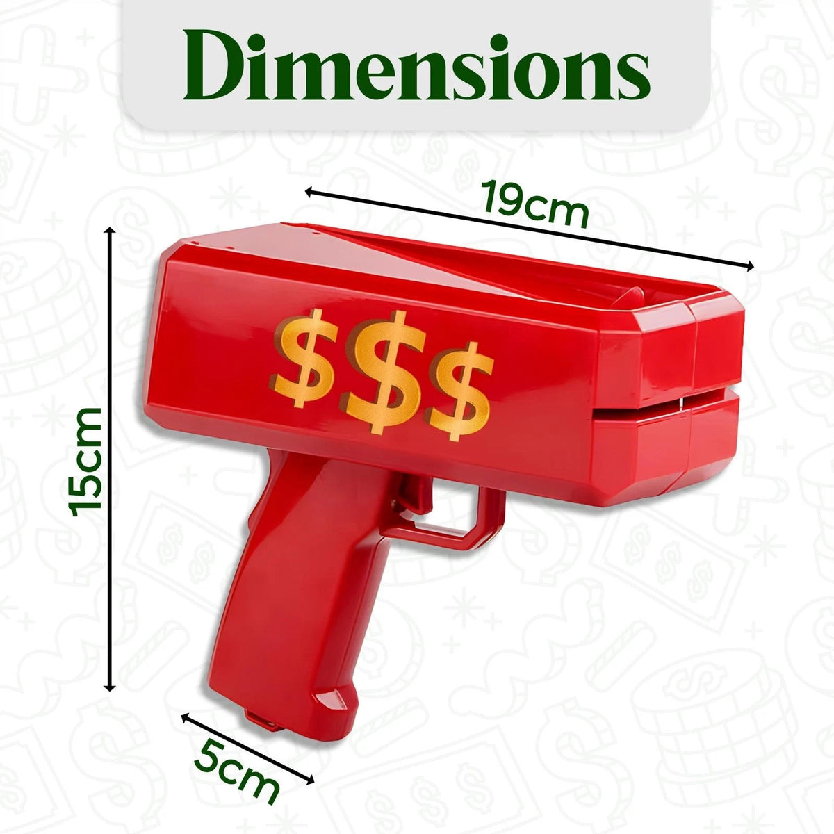 MONEY GUN CASH CANNON SHOOT GUN GIFT PARTY GAME GUN + 100 Free Dollar NOTES